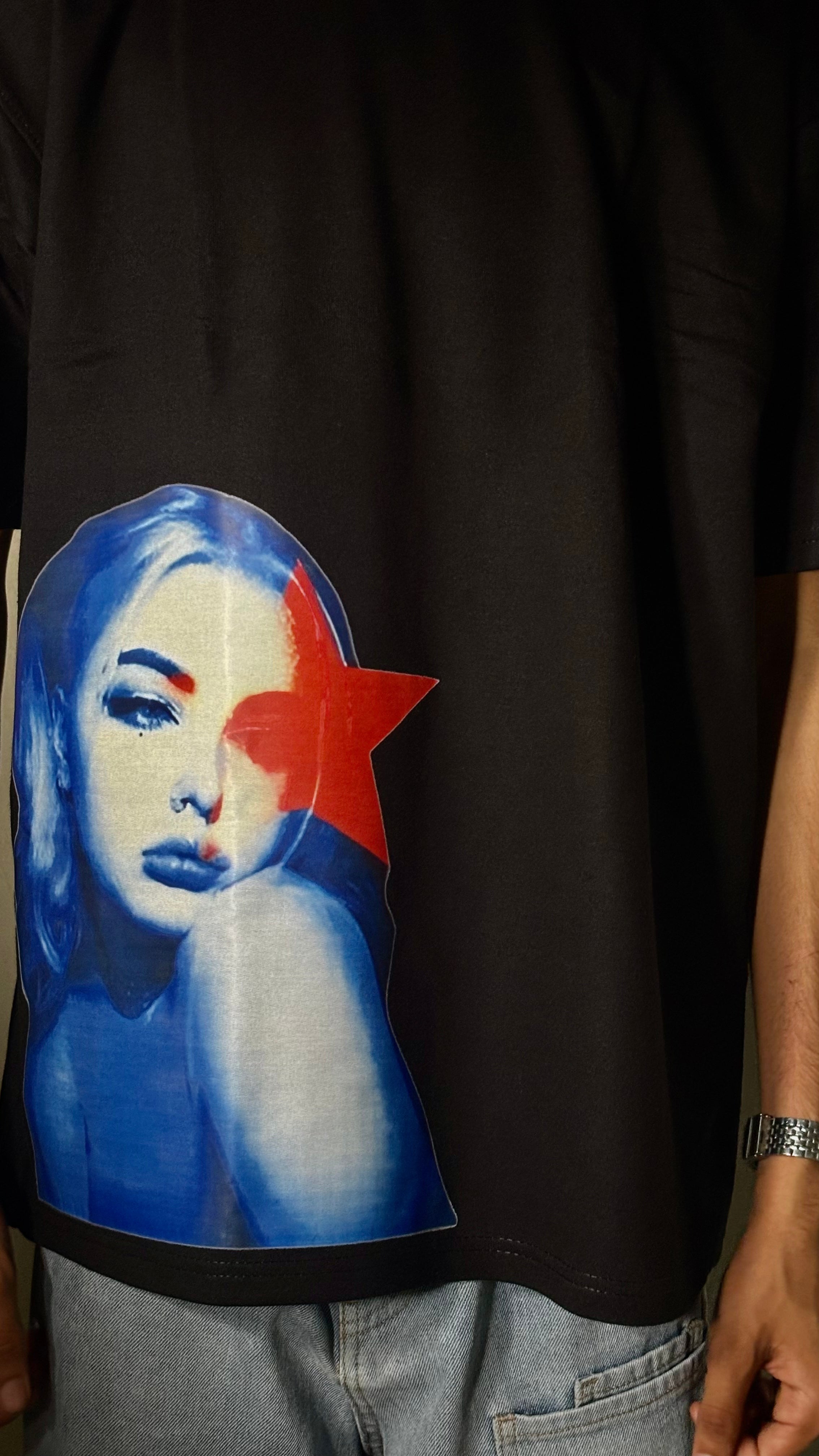 Inspired by pop art only front printed oversize graphic t-shirt