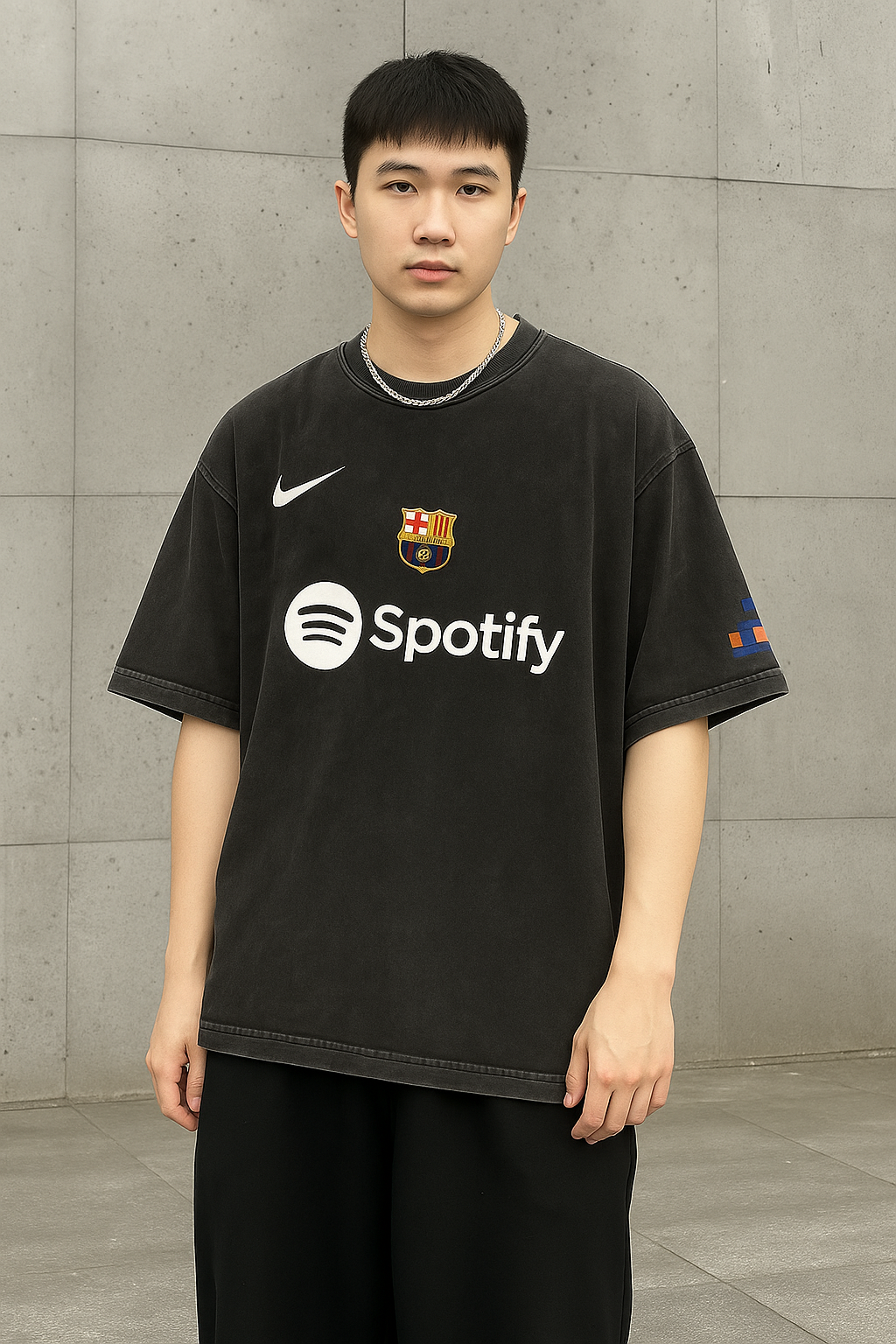 Emirates fly better jersey in acid wash oversize t shirt