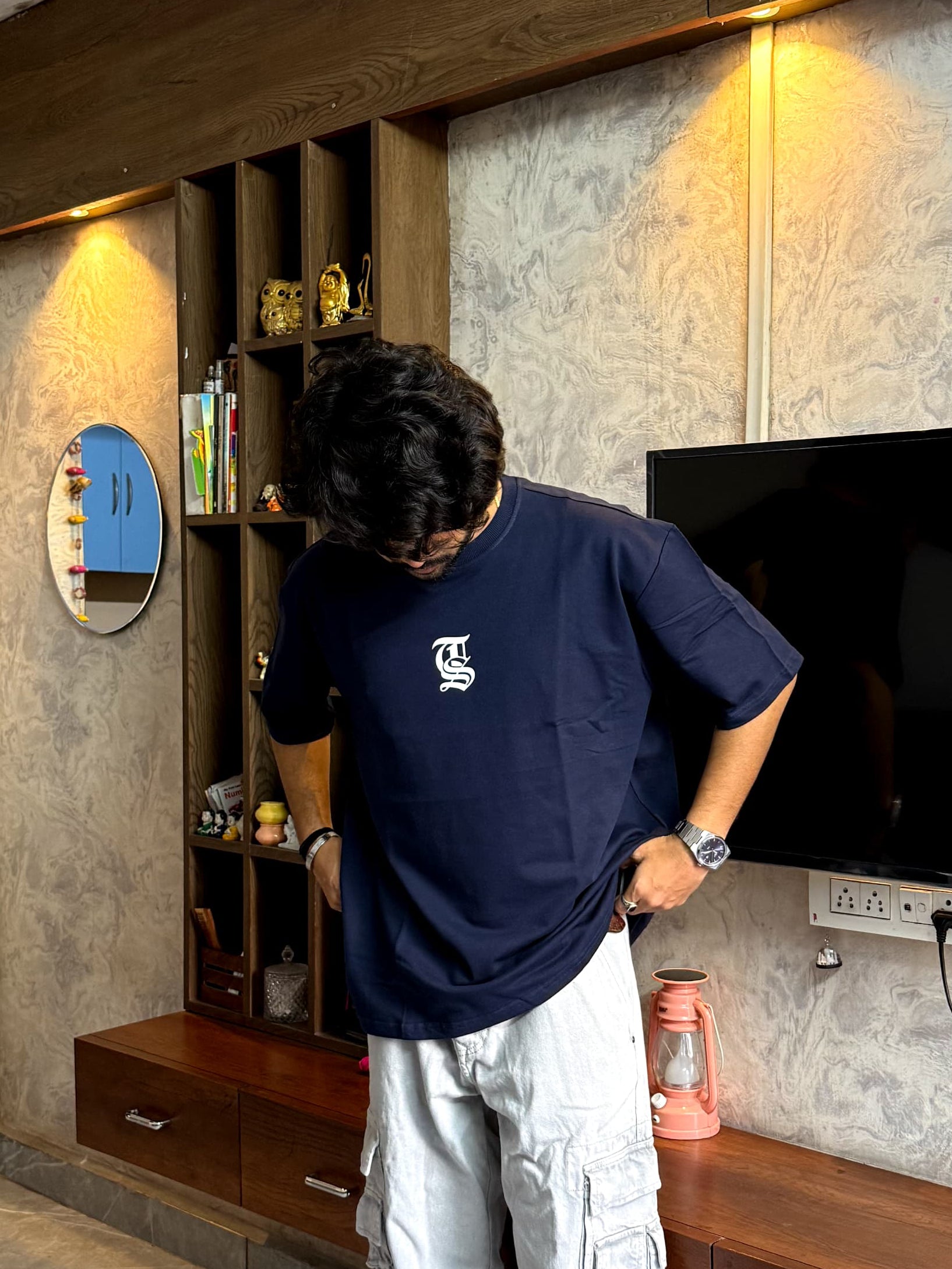 Navy Oversize Butterfly Graphic t-shirt