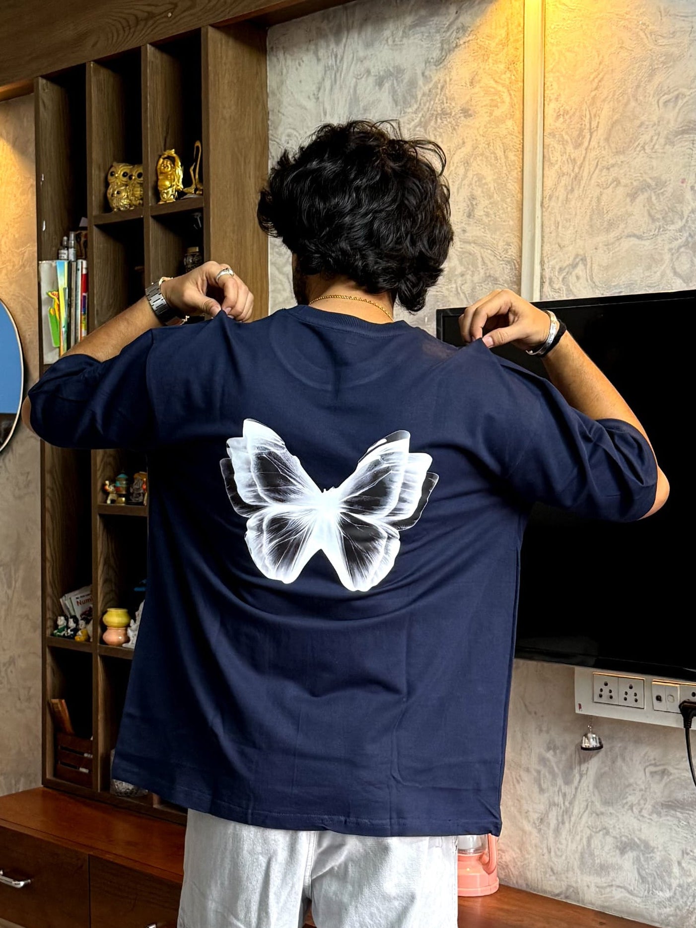 Navy Oversize Butterfly Graphic t-shirt