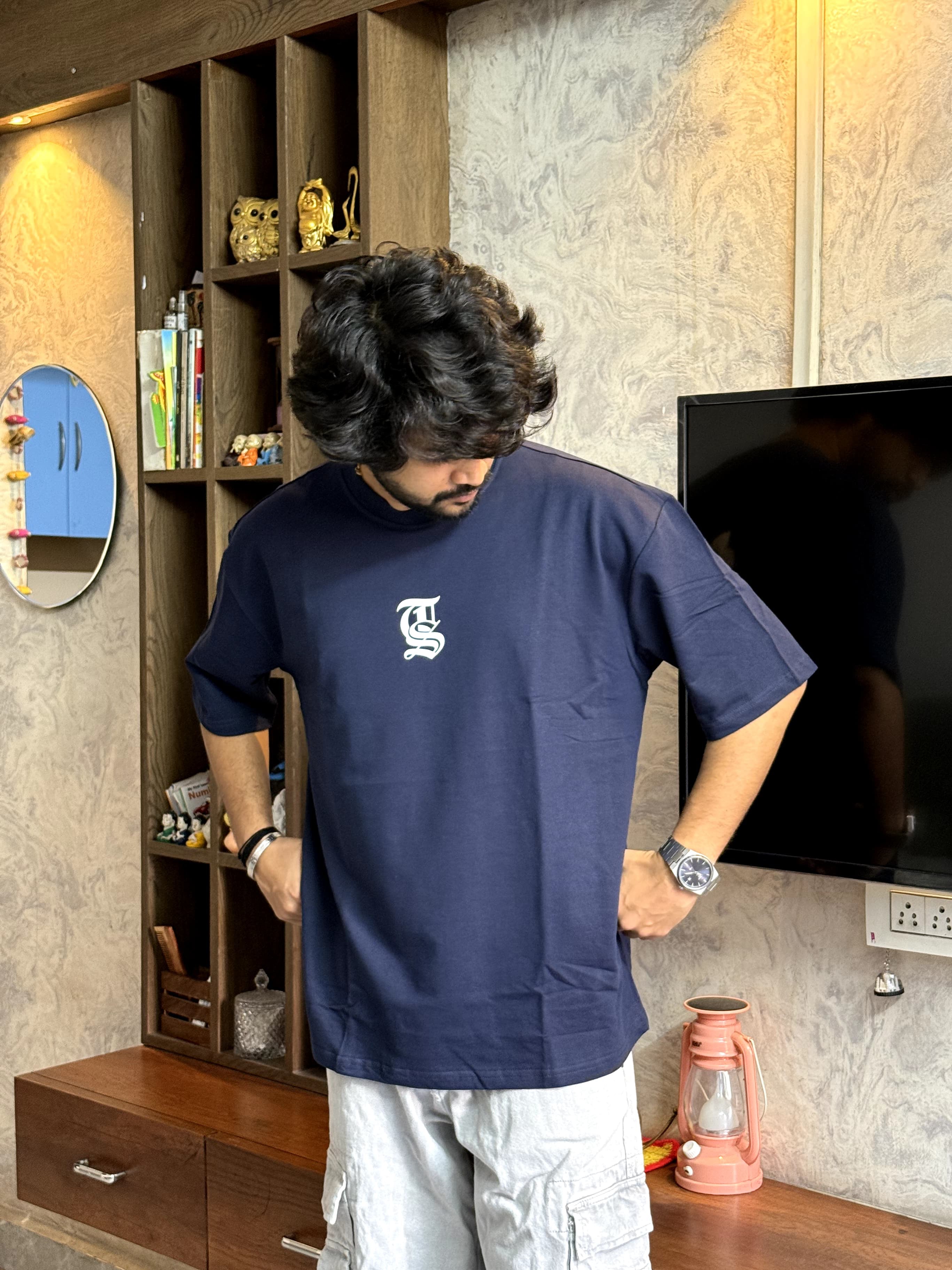 Navy Oversize Butterfly Graphic t-shirt